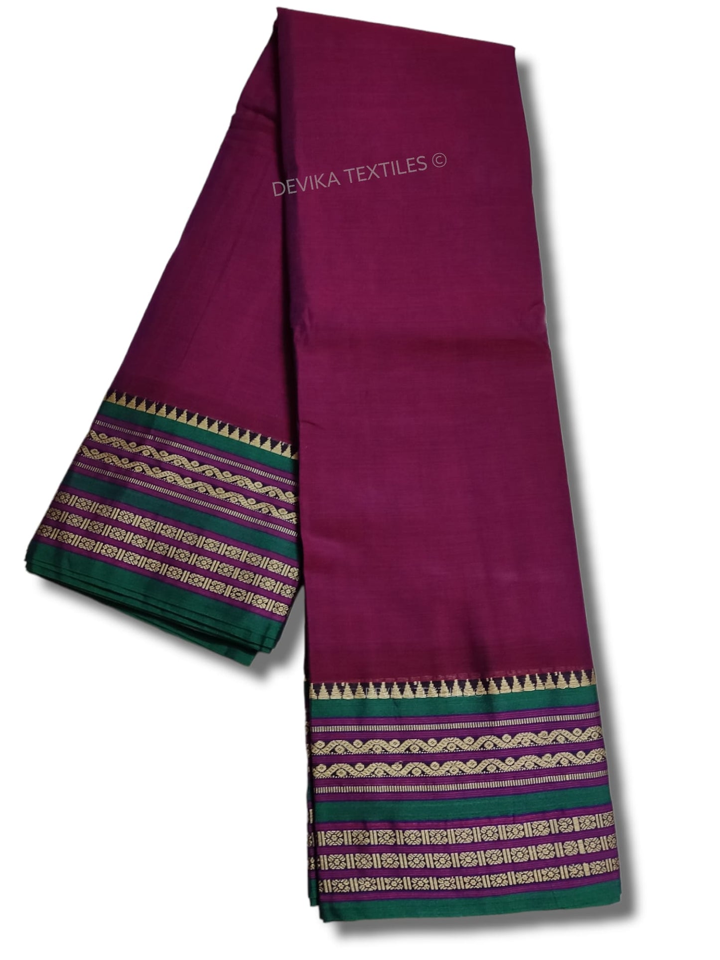 Double Shaded Magenta Orissa Border Narayanpet Pure Handloom Cotton Sarees with Running blouse piece