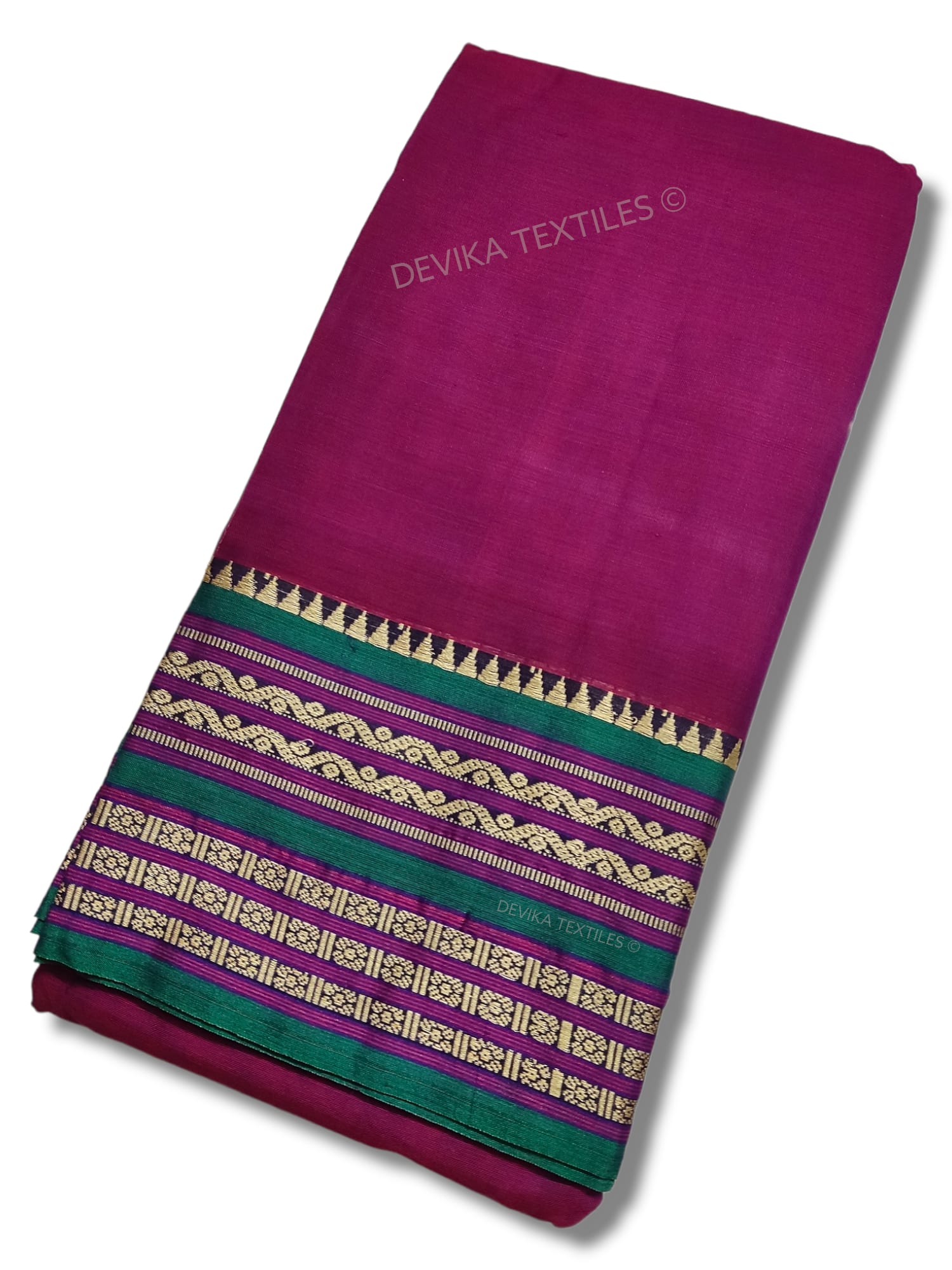 Double Shaded Magenta Orissa Border Narayanpet Pure Handloom Cotton Sarees with Running blouse piece
