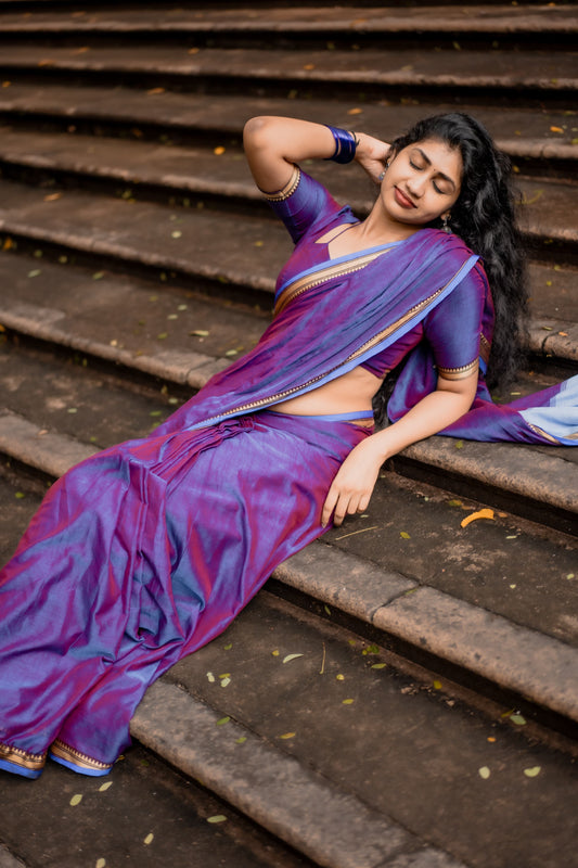 Dual Shaded Royal Blue Ashwini Narayanapet Pure Cotton saree