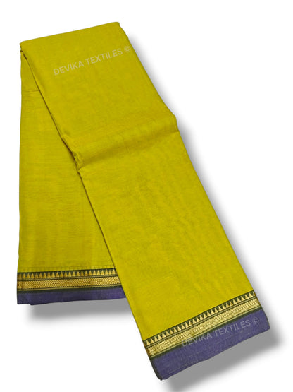 Dual tone Mustard Ashwini Narayanapet Pure Cotton saree with running blouse piece