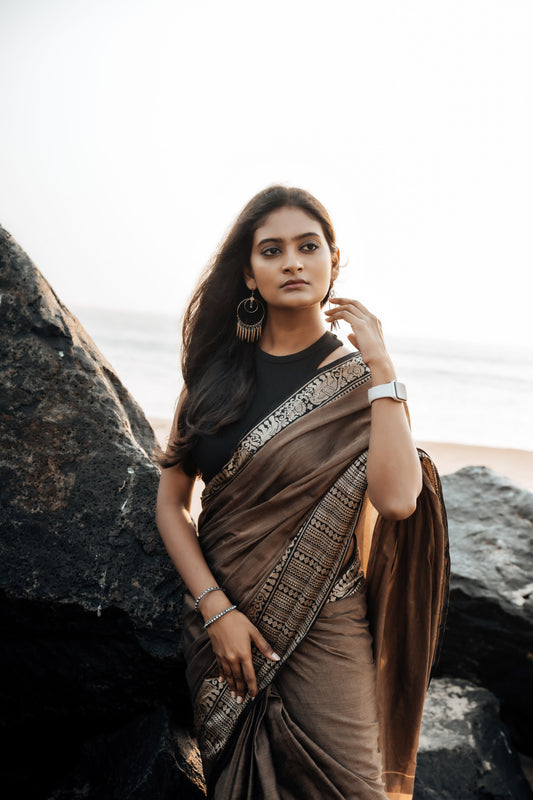 Gopika Beige Narayanpet Pure Cotton Saree