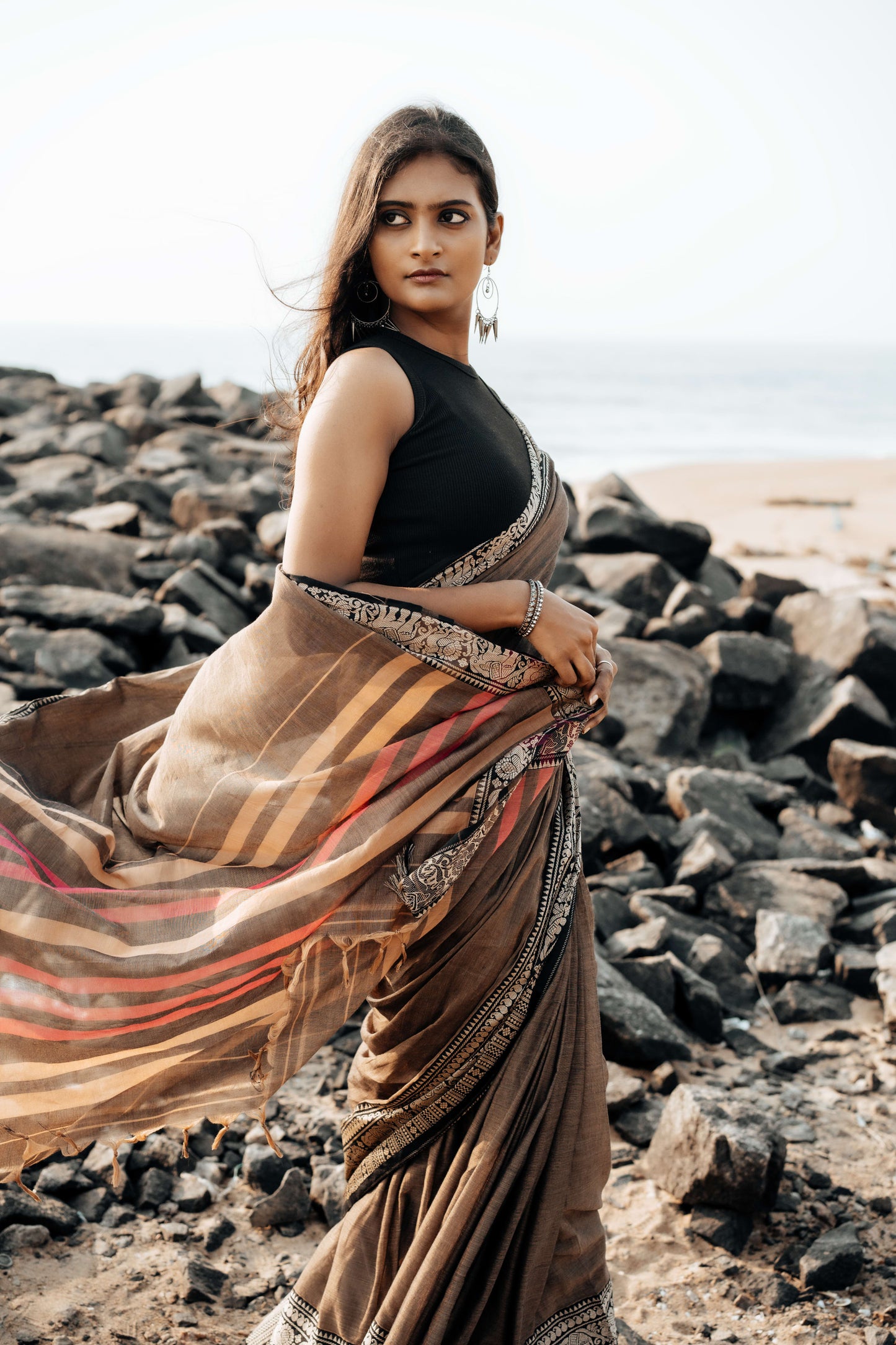 Gopika Beige Narayanpet Pure Cotton Saree