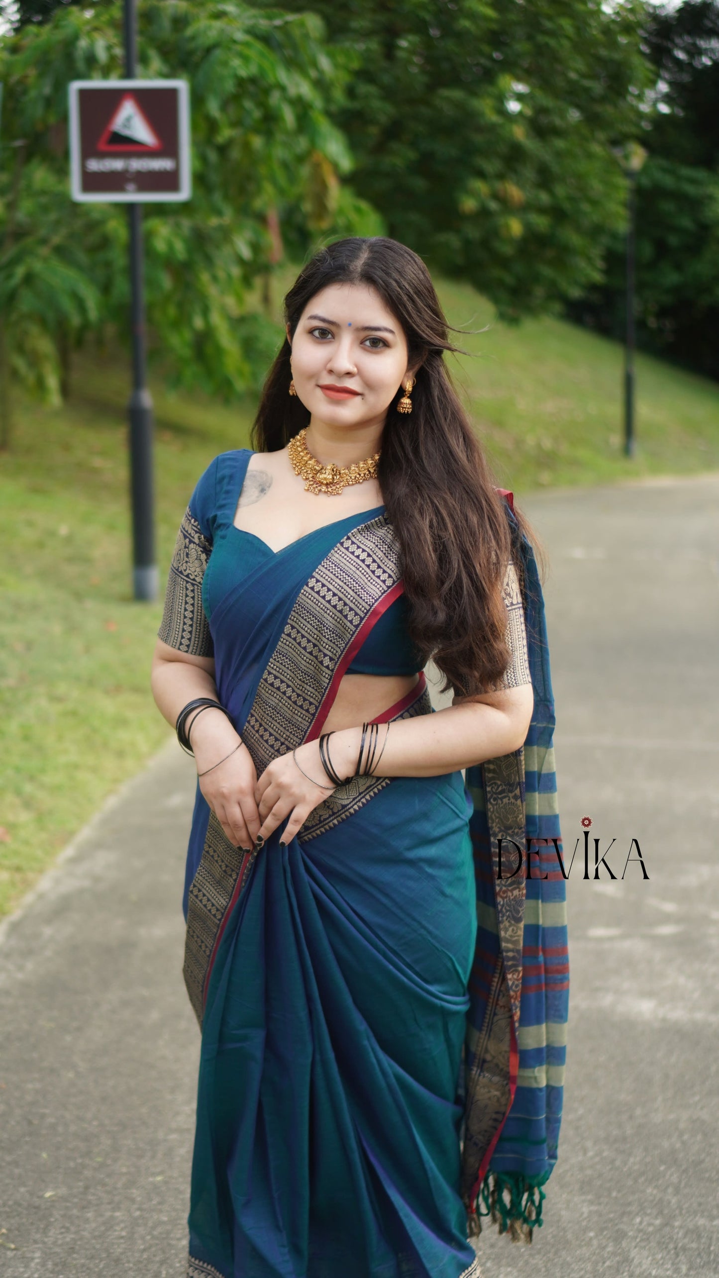 Gopika Rama Green Narayanpet Pure cotton saree