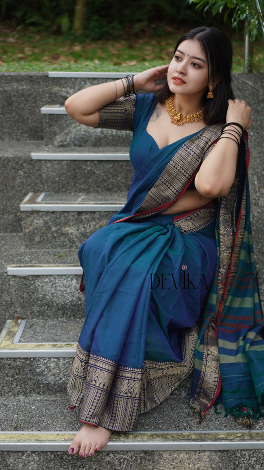 Gopika Rama Green Narayanpet Pure cotton saree