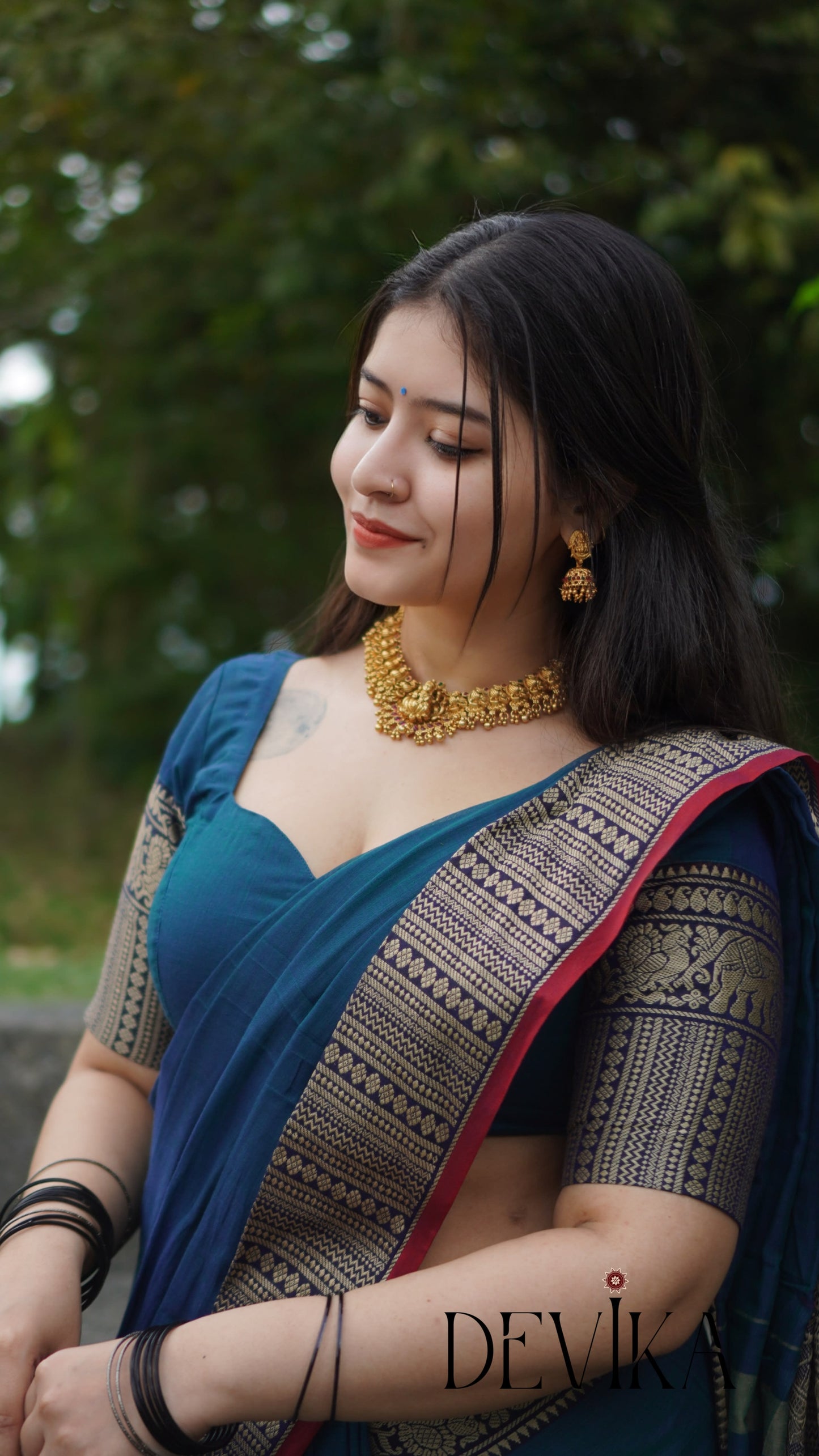 Gopika Rama Green Narayanpet Pure cotton saree