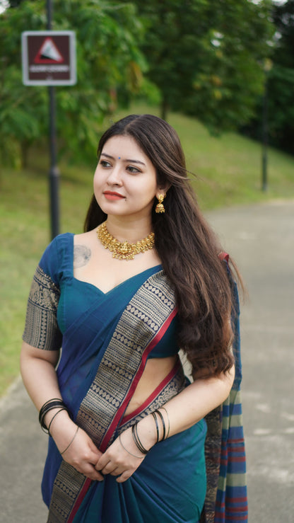 Gopika Rama Green Narayanpet Pure cotton saree