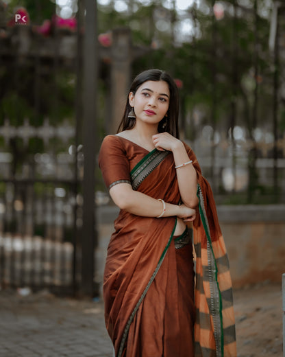 Gouthami Brown Narayanpet Pure Cotton saree