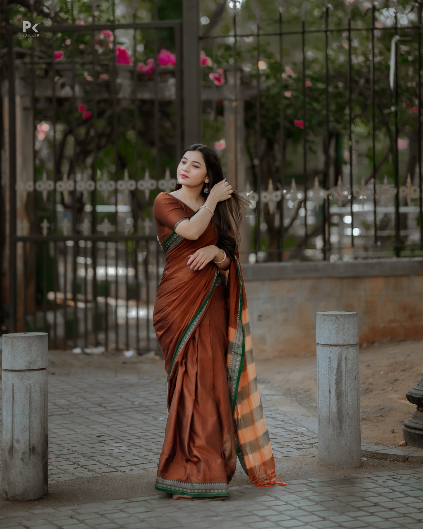 Gouthami Brown Narayanpet Pure Cotton saree