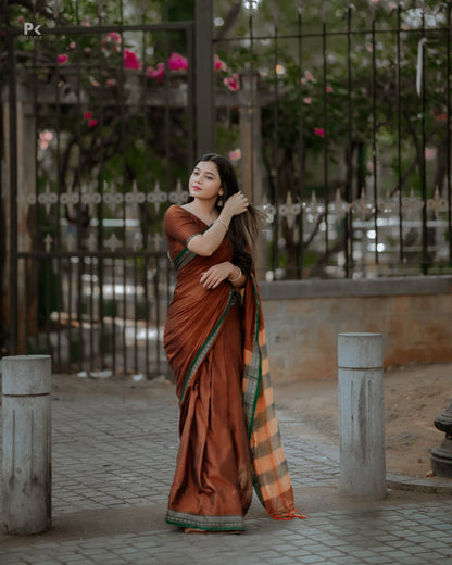 Gouthami Brown Narayanpet Pure Cotton saree