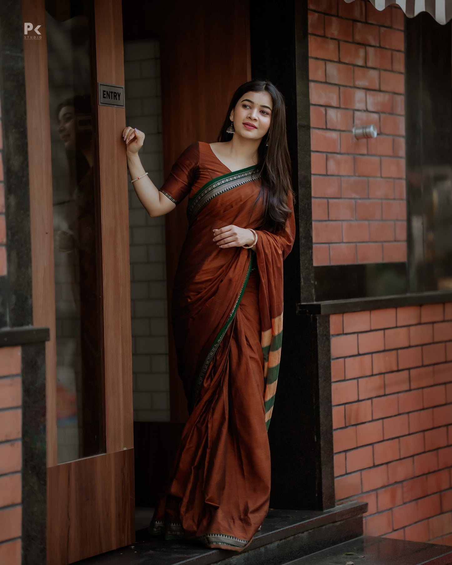 Gouthami Brown Narayanpet Pure Cotton saree