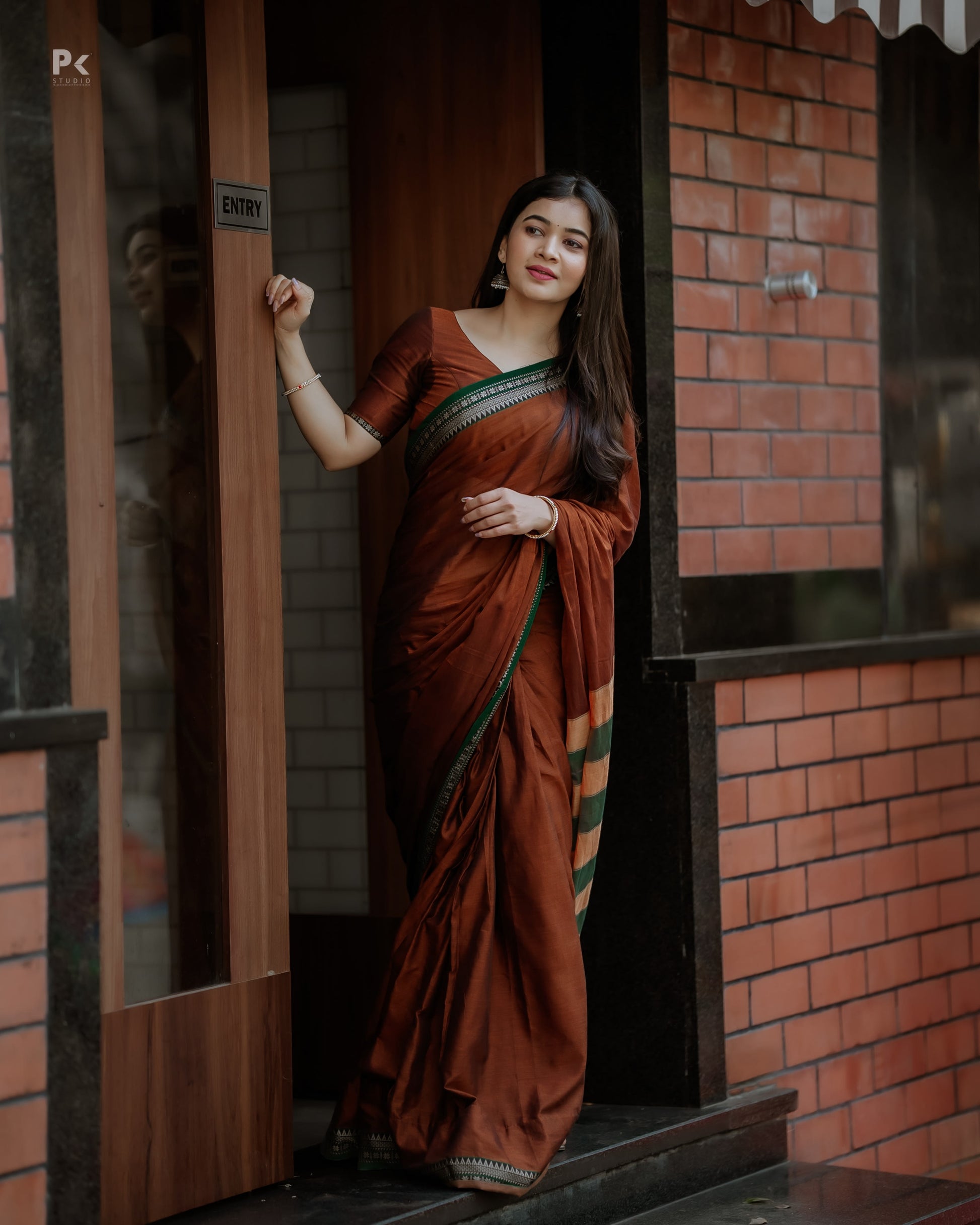 Gouthami Brown Narayanpet Pure Cotton saree
