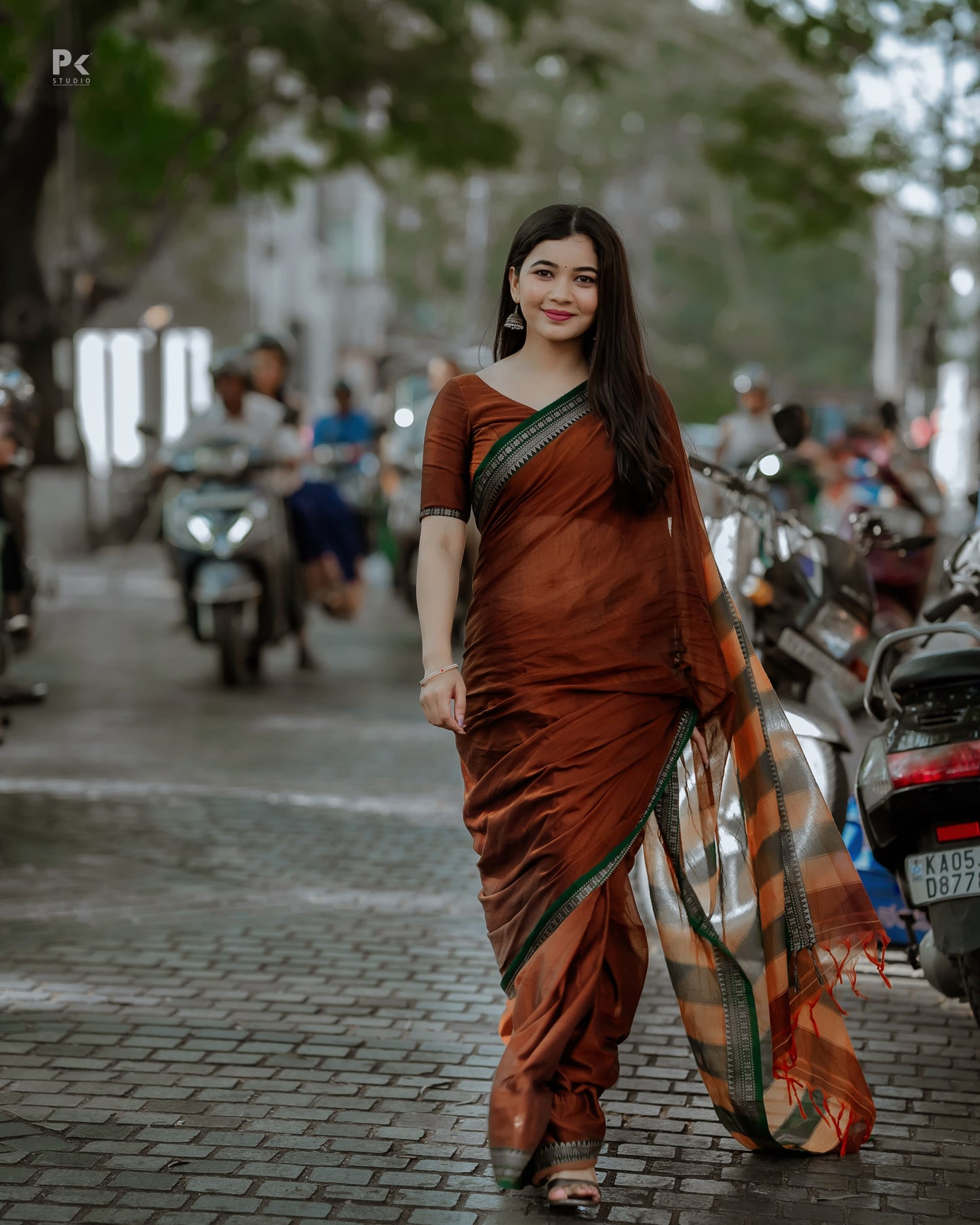 Gouthami Brown Narayanpet Pure Cotton saree