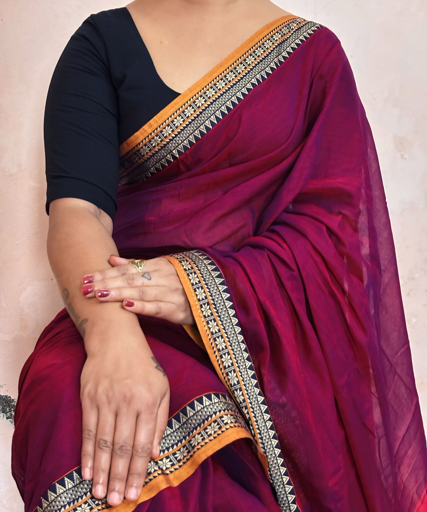 Gouthami Magenta Authentic DEVIKA pure cotton saree