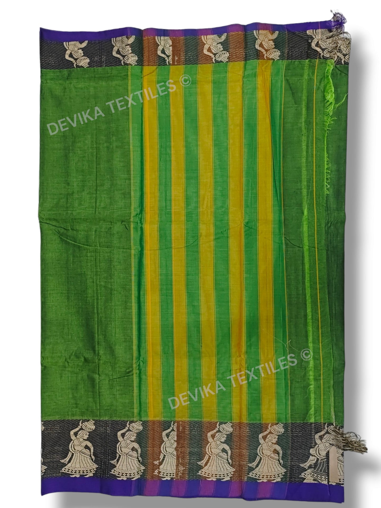 Green Dancing Doll Narayanpeth Pure Cotton saree with Running blouse (Same As Saree)