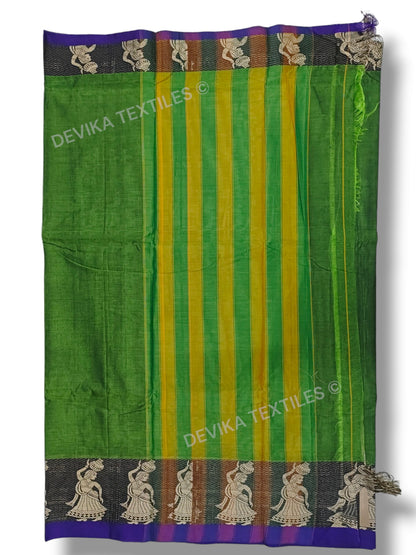 Green Dancing Doll Narayanpeth Pure Cotton saree with Running blouse (Same As Saree)