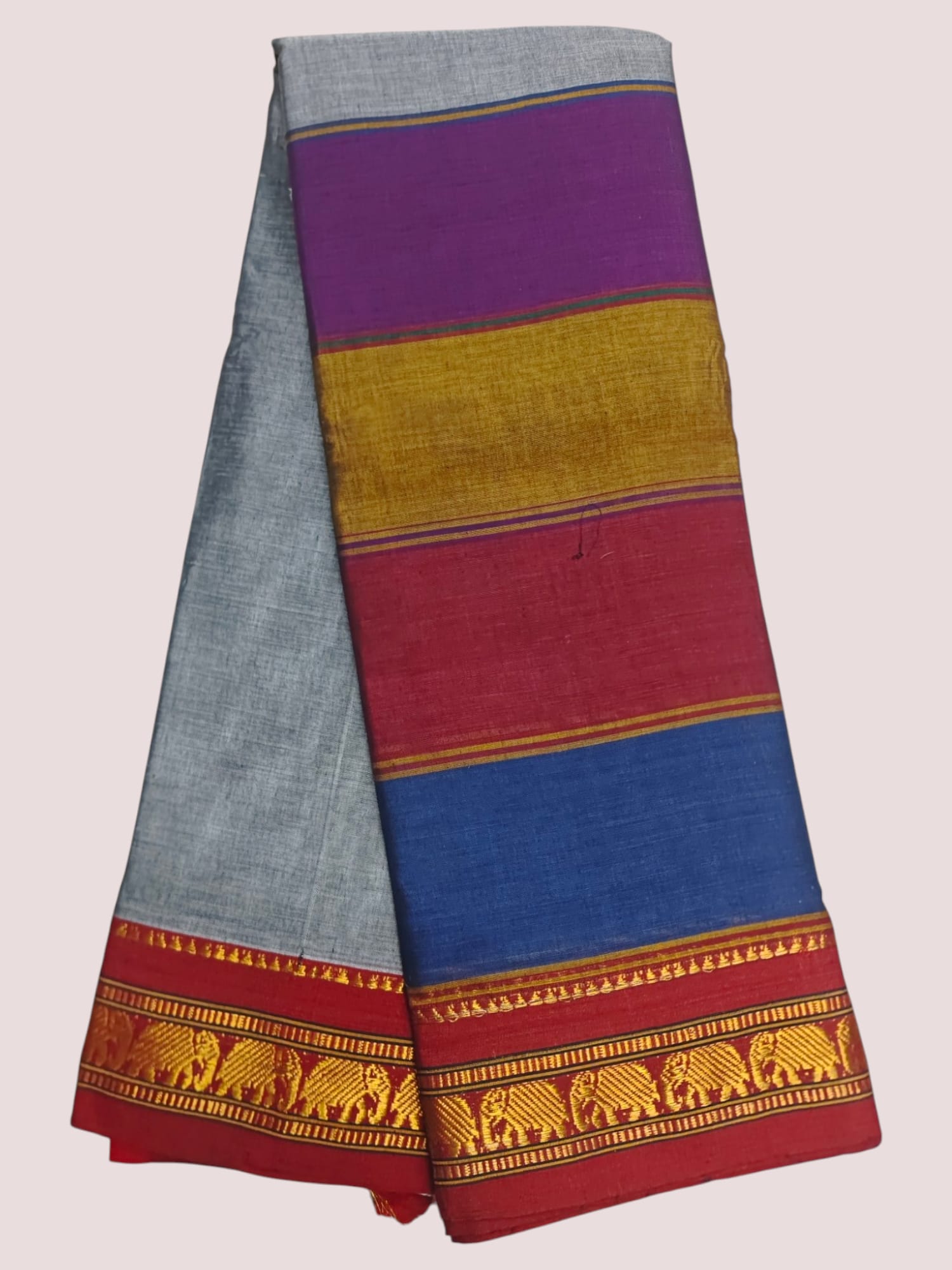 Grey Half Half Narayanapet Pure Cotton saree