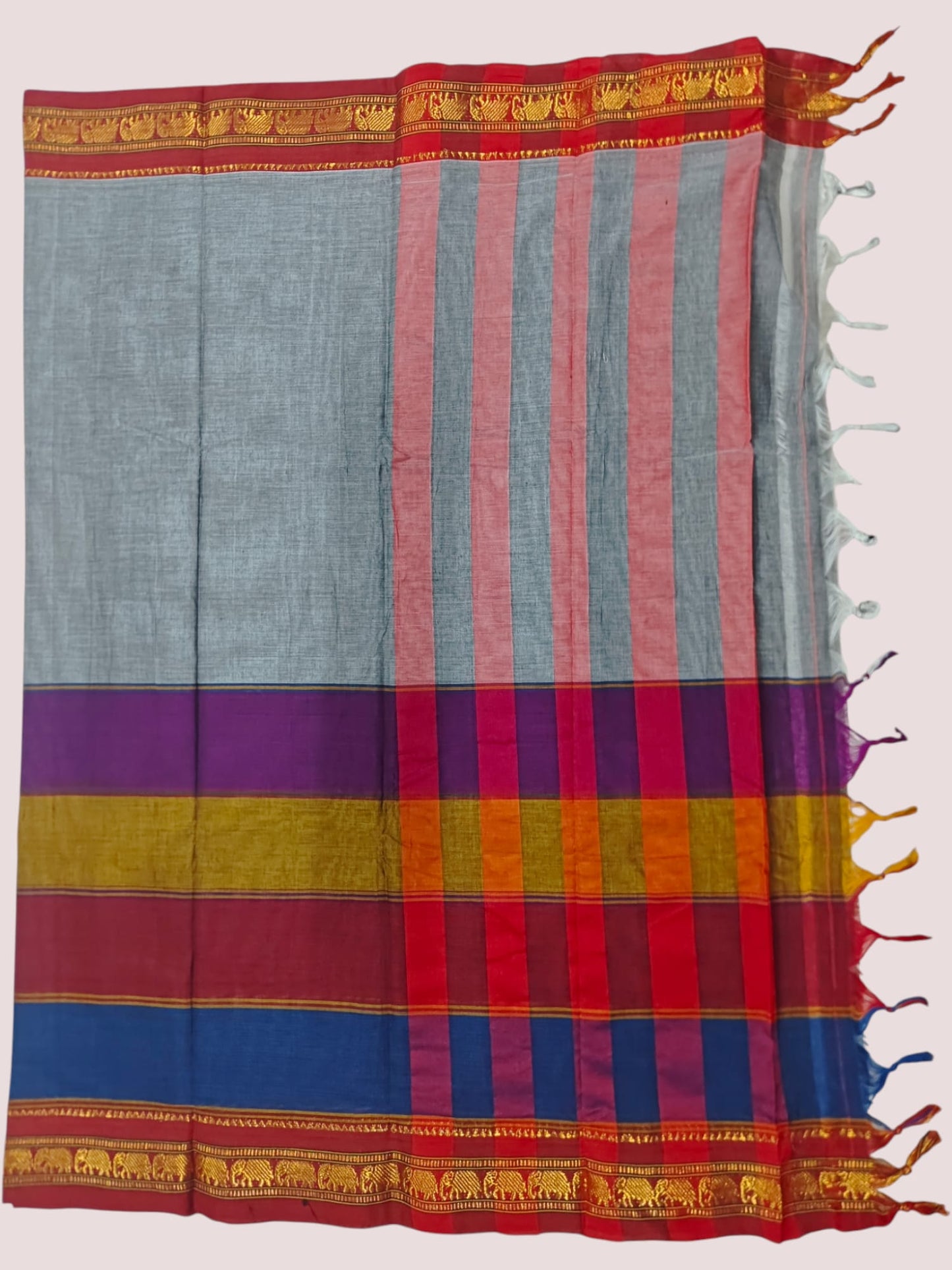 Grey Half Half Narayanapet Pure Cotton saree