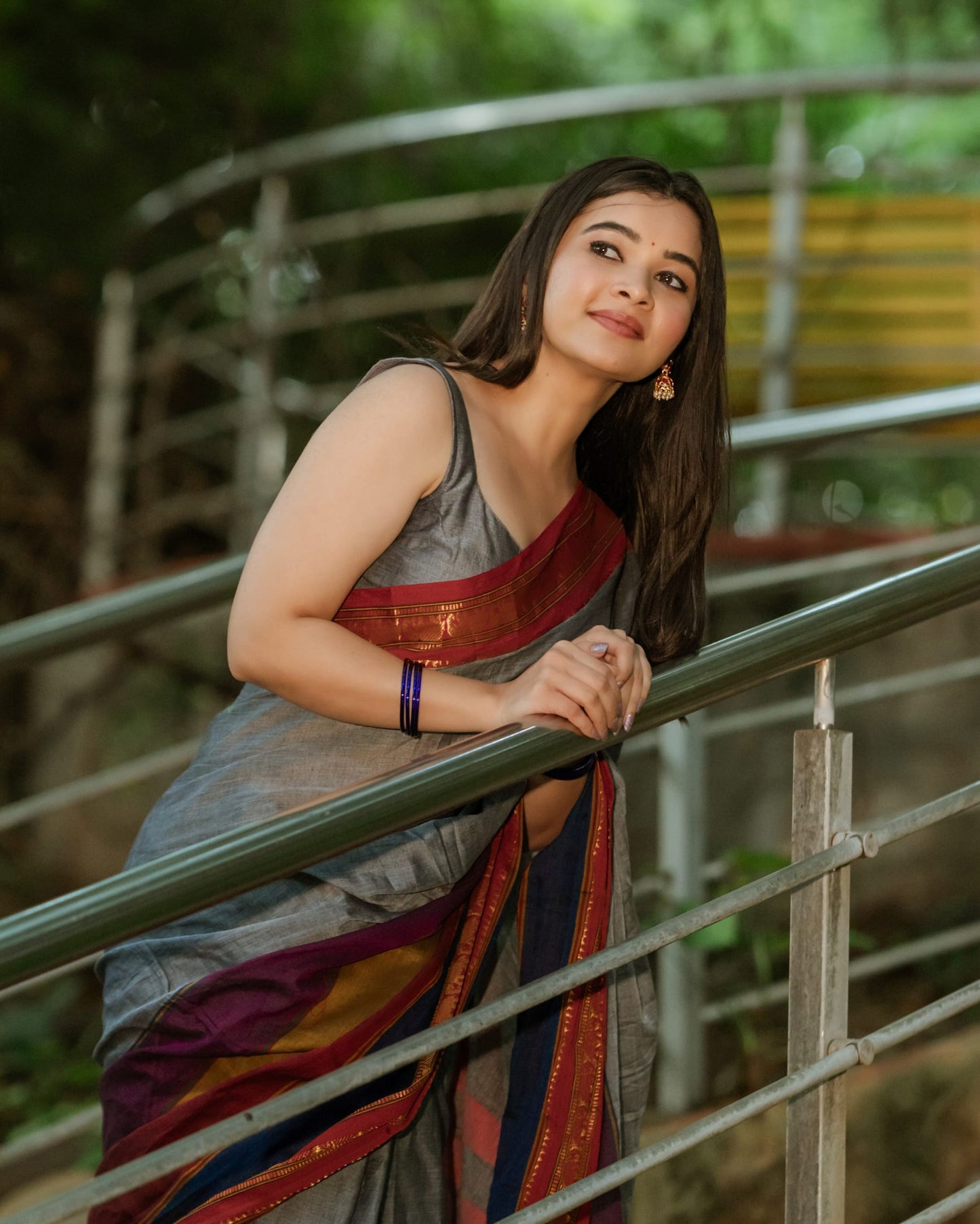 Grey Half Half Narayanpet Pure Cotton Sarees