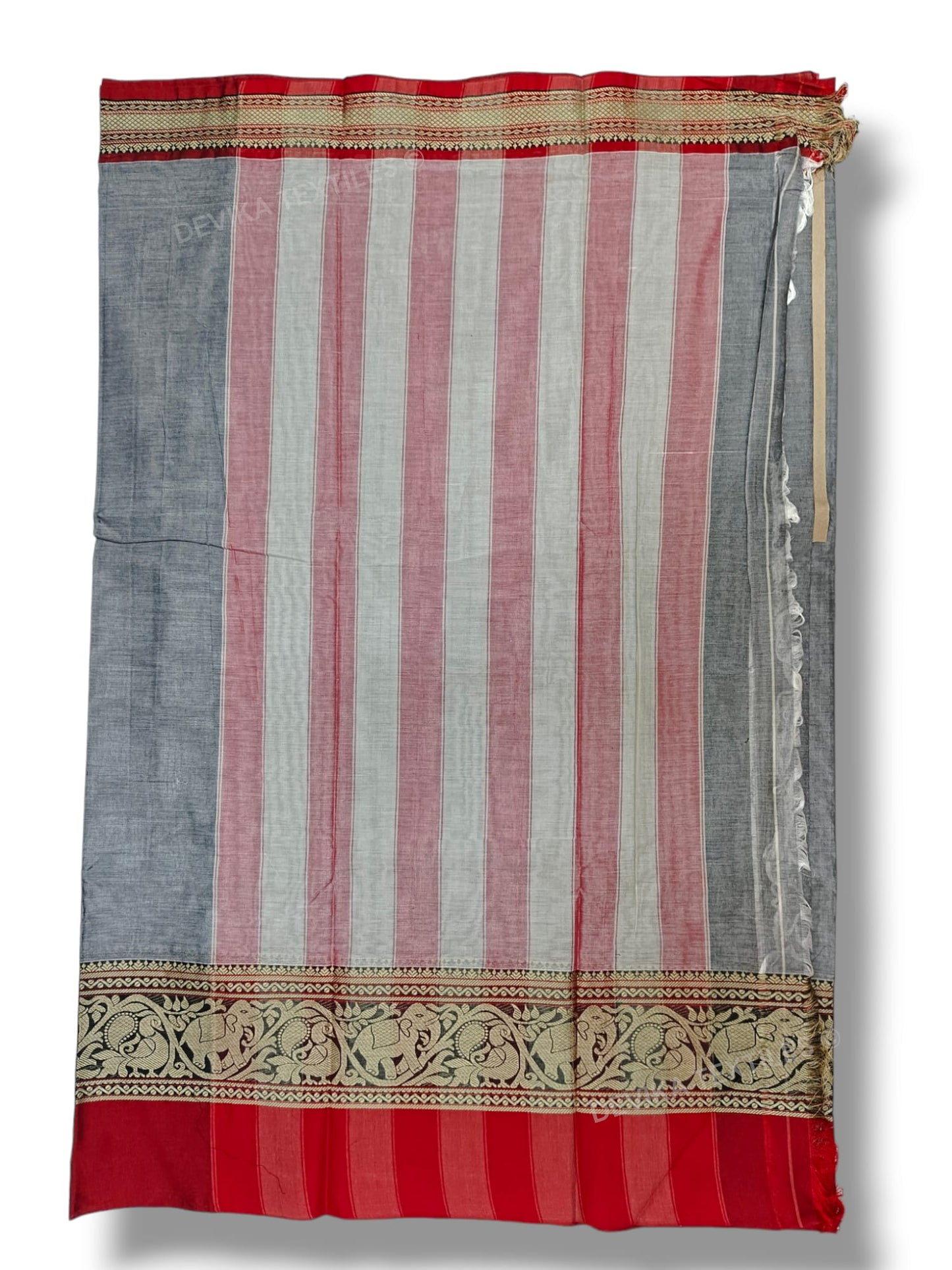 Grey Tanvi Thread Narayanpeth Pure Handloom Cotton saree with Running blouse piece (Same As Saree)