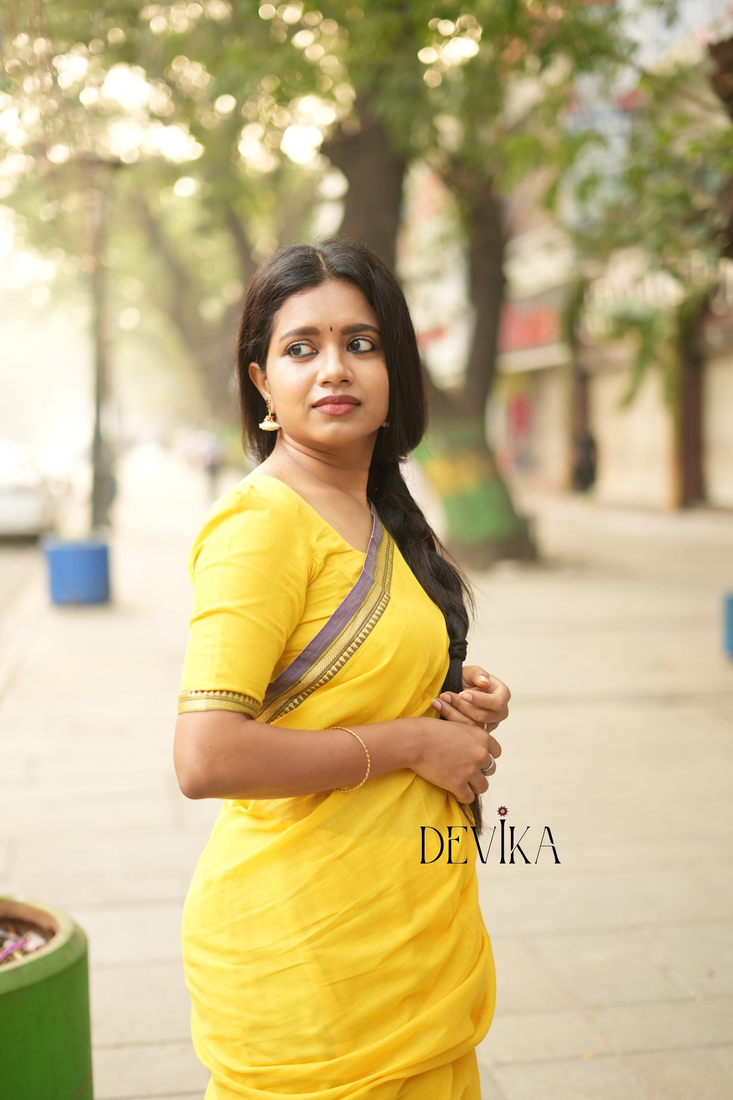 Ashwini (Yellow Narayanpet Pure Cotton saree with Running blouse piece (Same as Saree))