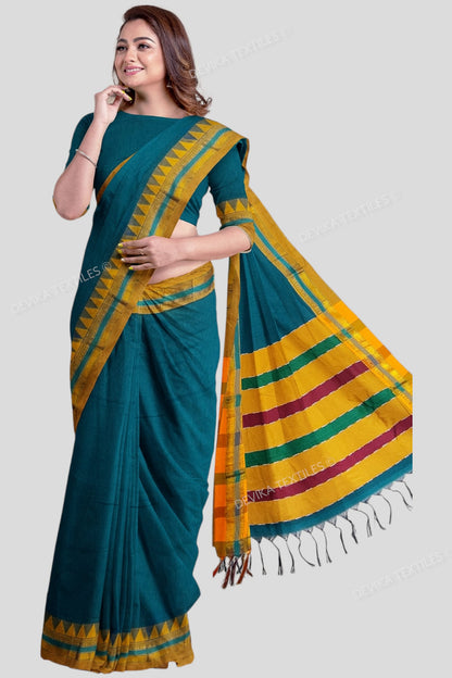 Ilkal Ananda Color Cottonsilk M Border Saree with Running blouse piece