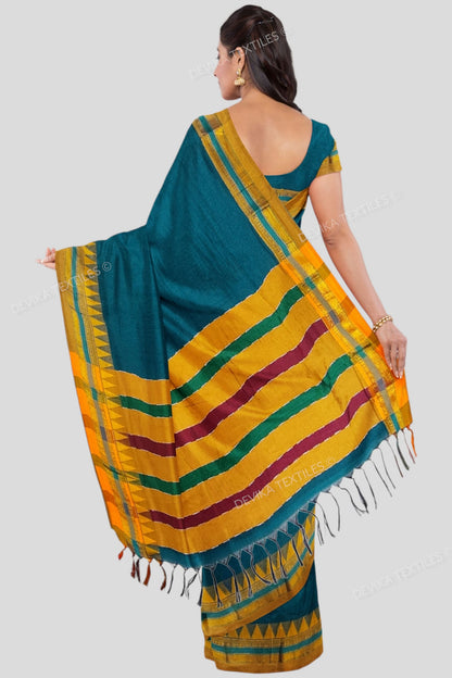 Ilkal Ananda Color Cottonsilk M Border Saree with Running blouse piece