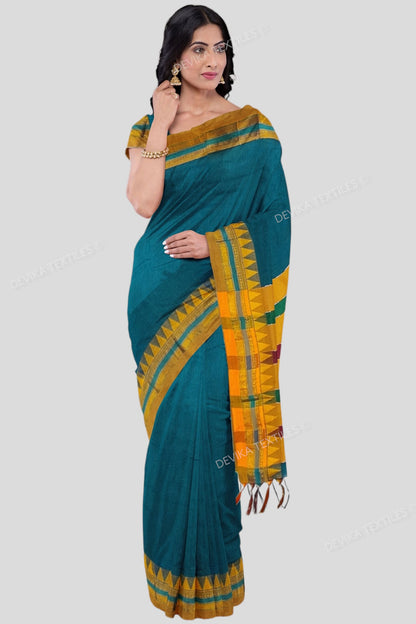 Ilkal Ananda Color Cottonsilk M Border Saree with Running blouse piece