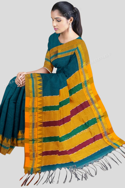 Ilkal Ananda Color Cottonsilk M Border Saree with Running blouse piece