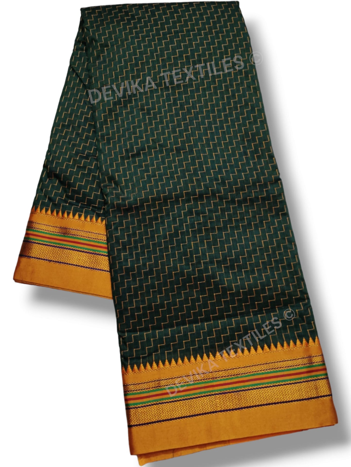 Ilkal Zig Zag Pattern Cottonsilk Saree with running blouse piece