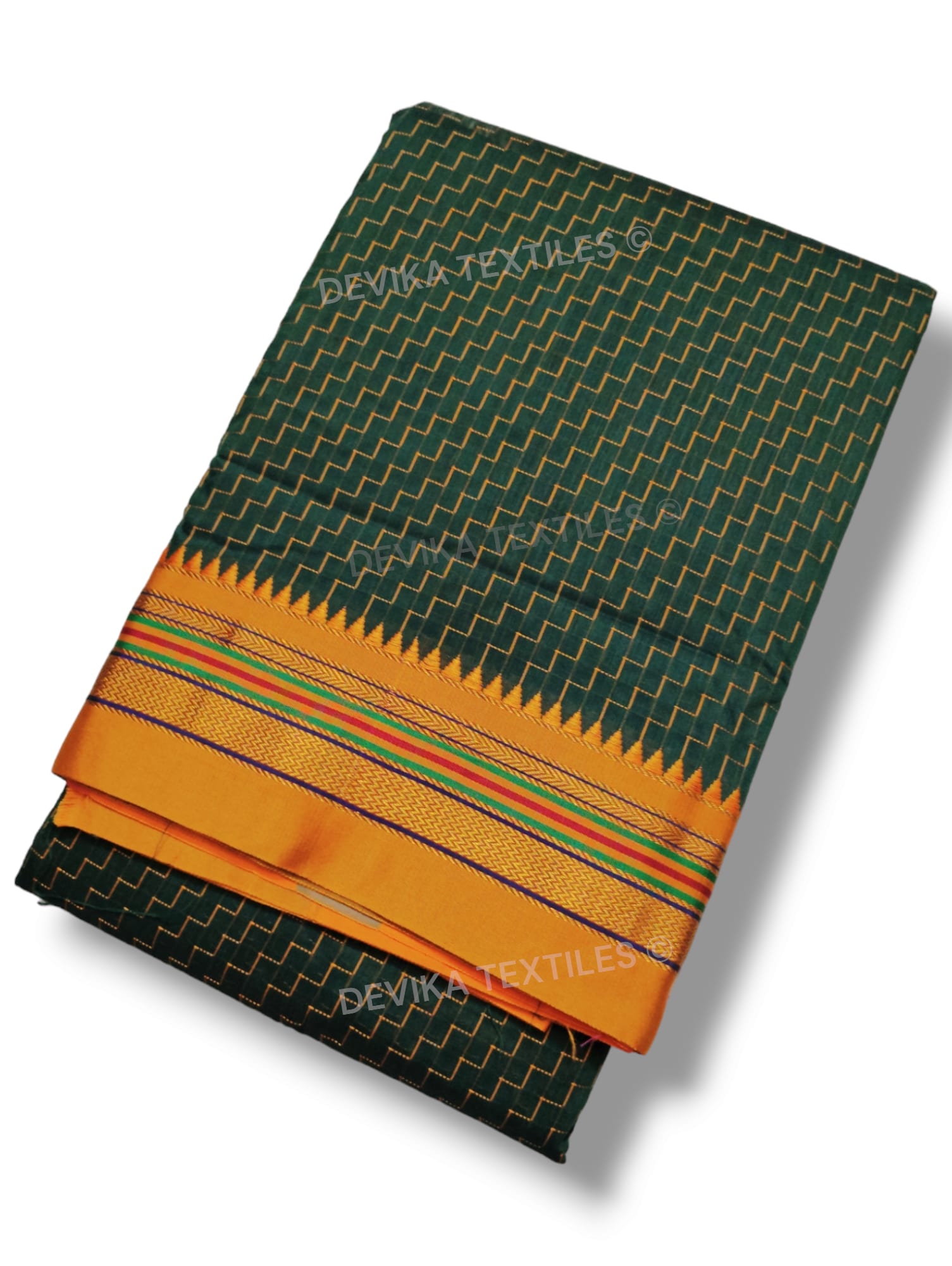 Ilkal Zig Zag Pattern Cottonsilk Saree with running blouse piece