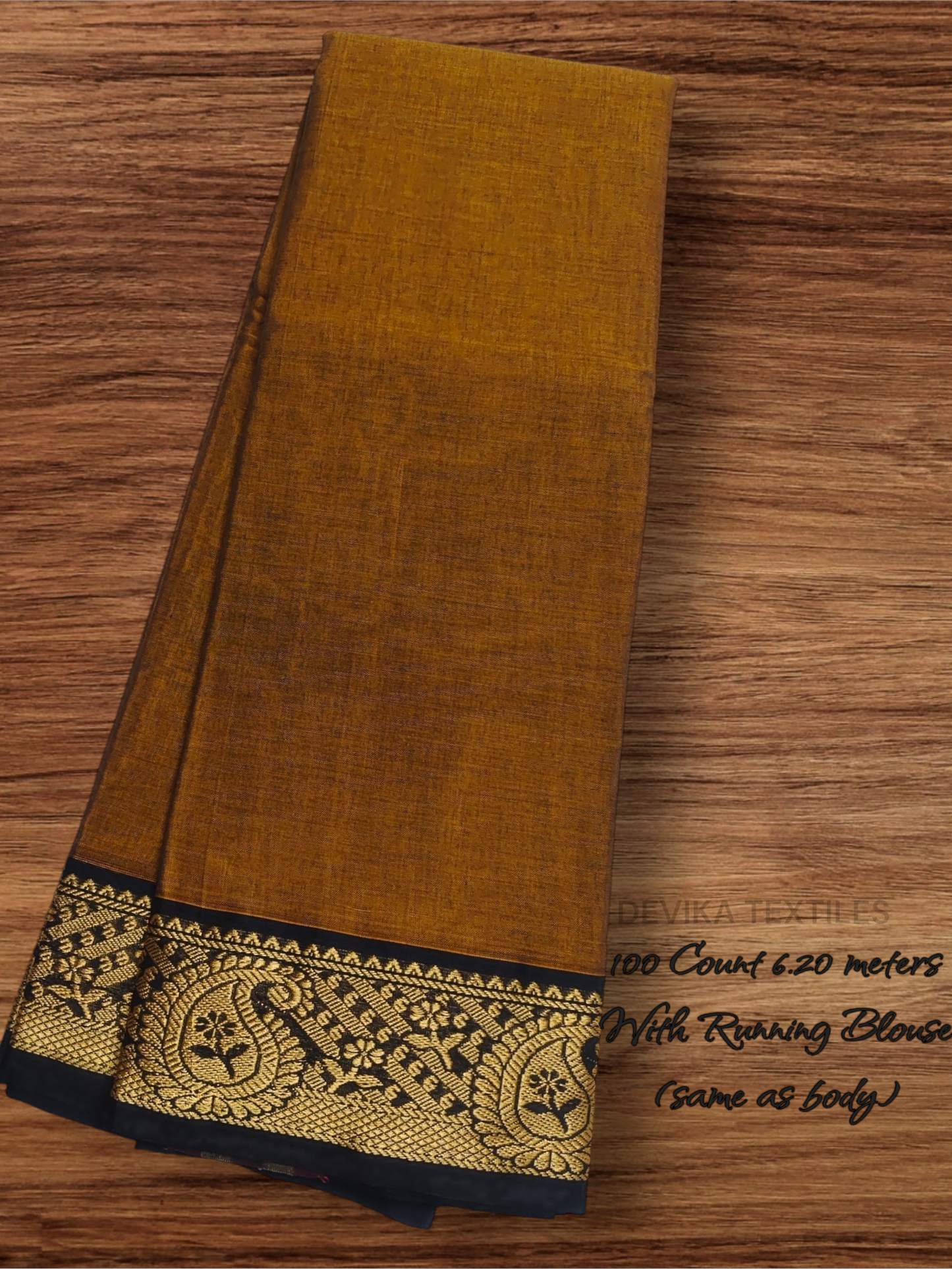 KHAKI  Narayanpet Pure Cotton  saree with Running Blouse (Same as saree)