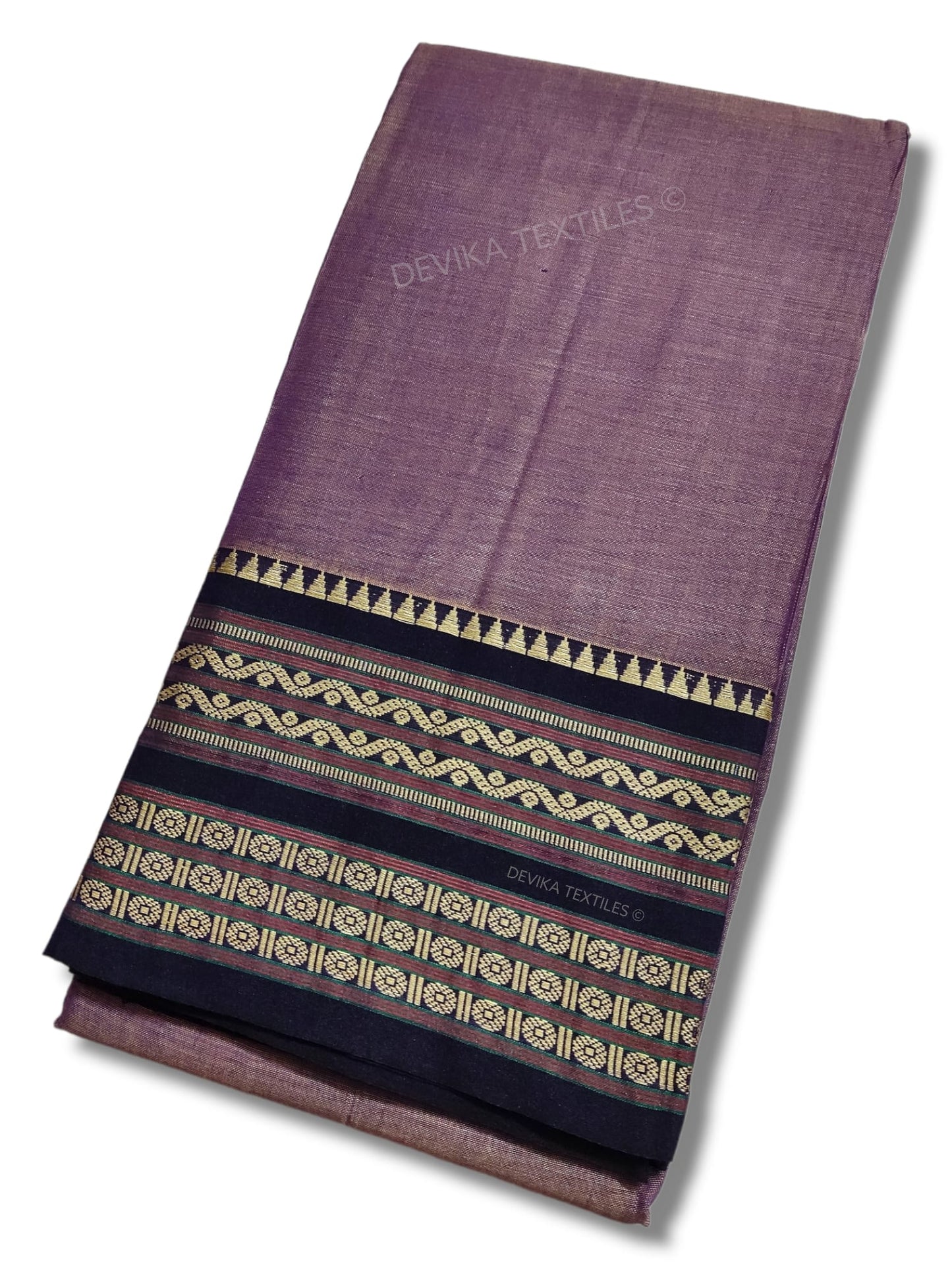 Levender Orissa Border Narayanpet Pure Handloom Cotton Sarees with Running blouse piece