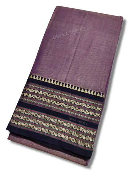 Levender Orissa Border Narayanpet Pure Handloom Cotton Sarees with Running blouse piece