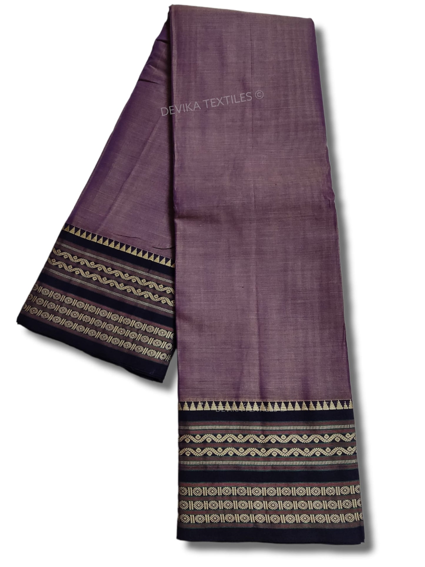 Levender Orissa Border Narayanpet Pure Handloom Cotton Sarees with Running blouse piece