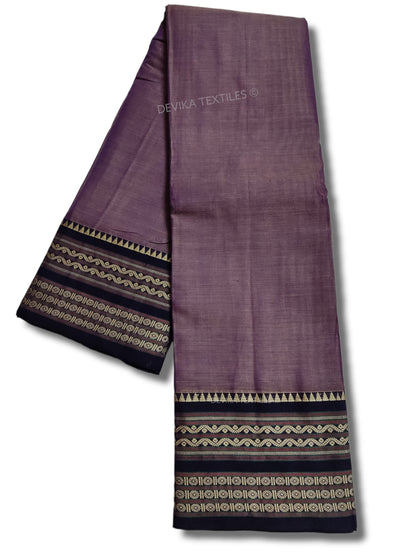 Levender Orissa Border Narayanpet Pure Handloom Cotton Sarees with Running blouse piece