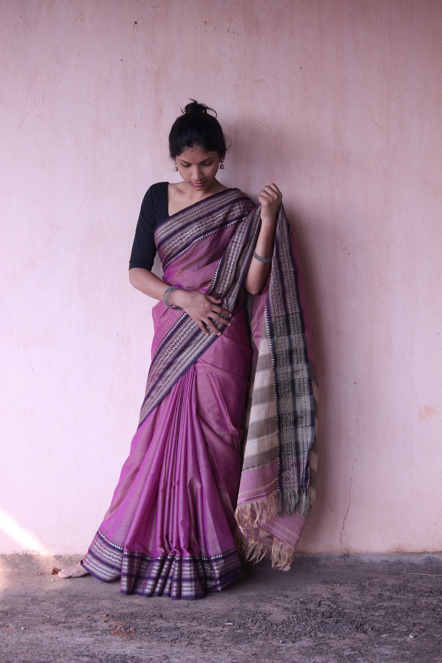 Levender Orissa Pattern Narayanpet Pure Cotton saree