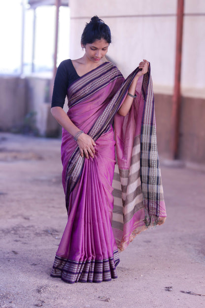 Levender Orissa Pattern Narayanpet Pure Cotton saree