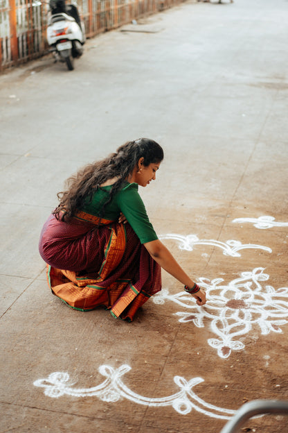 Magenta Checks Narayanpet Pure Cotton Saree