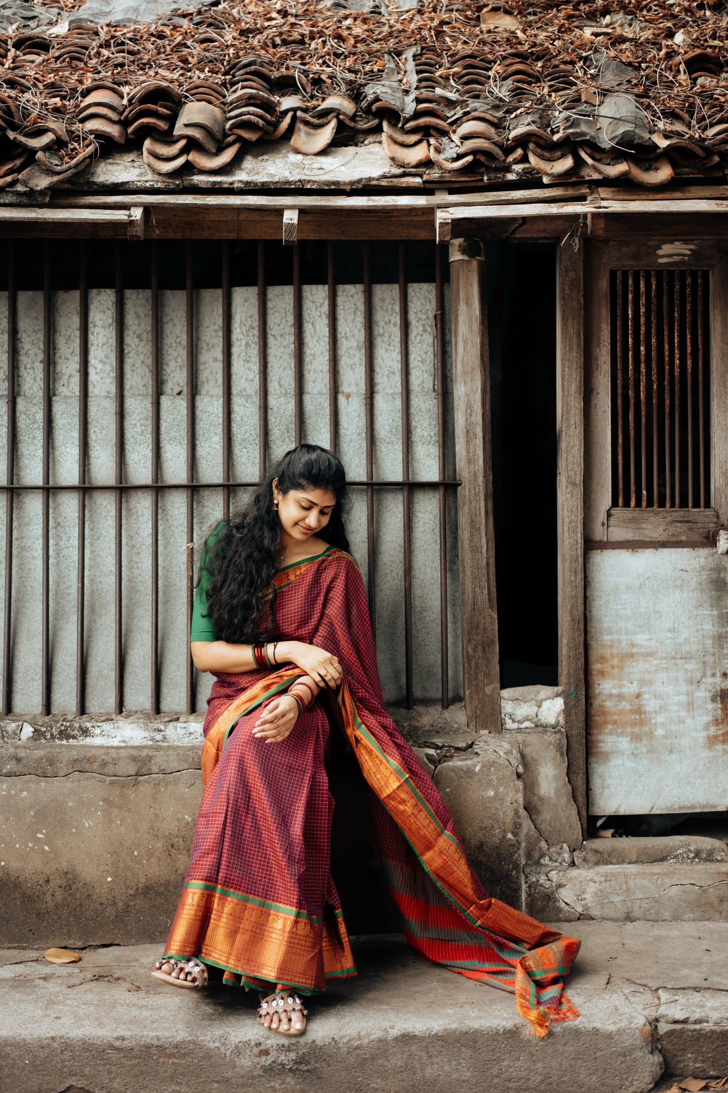 Magenta Checks Narayanpet Pure Cotton Saree