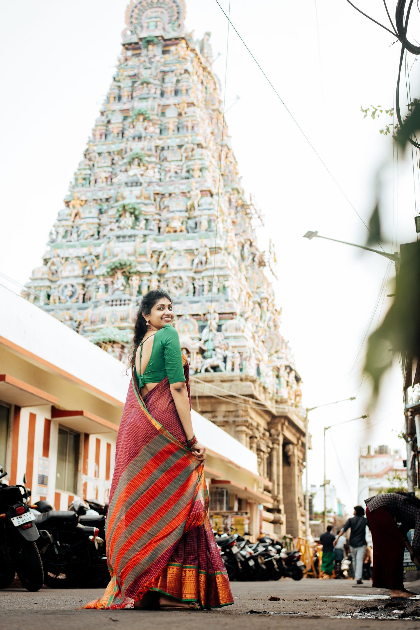 Magenta Checks Narayanpet Pure Cotton Saree