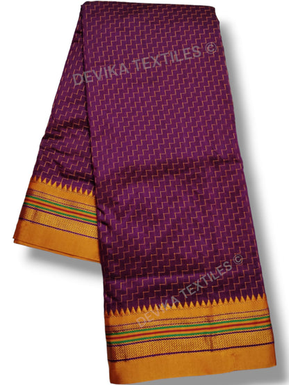 Magenta Ilkal Zig Zag Pattern Cottonsilk Saree with running blouse piece