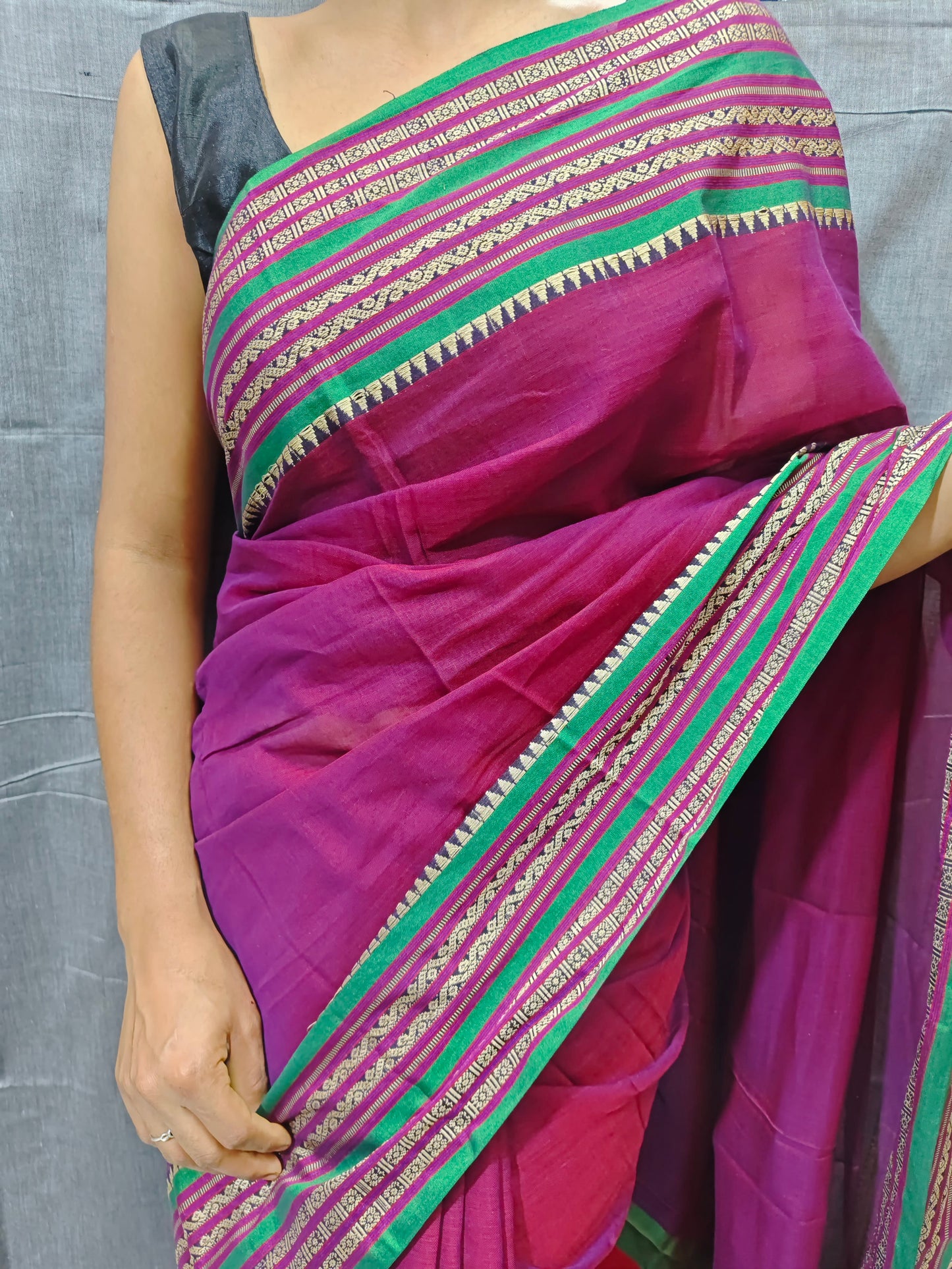 Magenta Orissa Pattern Narayanpeth Pure Cotton saree
