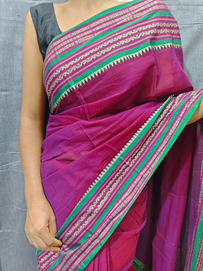 Magenta Orissa Pattern Narayanpeth Pure Cotton saree