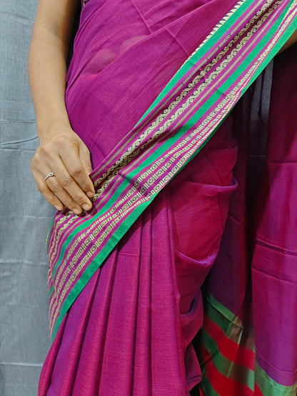 Magenta Orissa Pattern Narayanpeth Pure Cotton saree