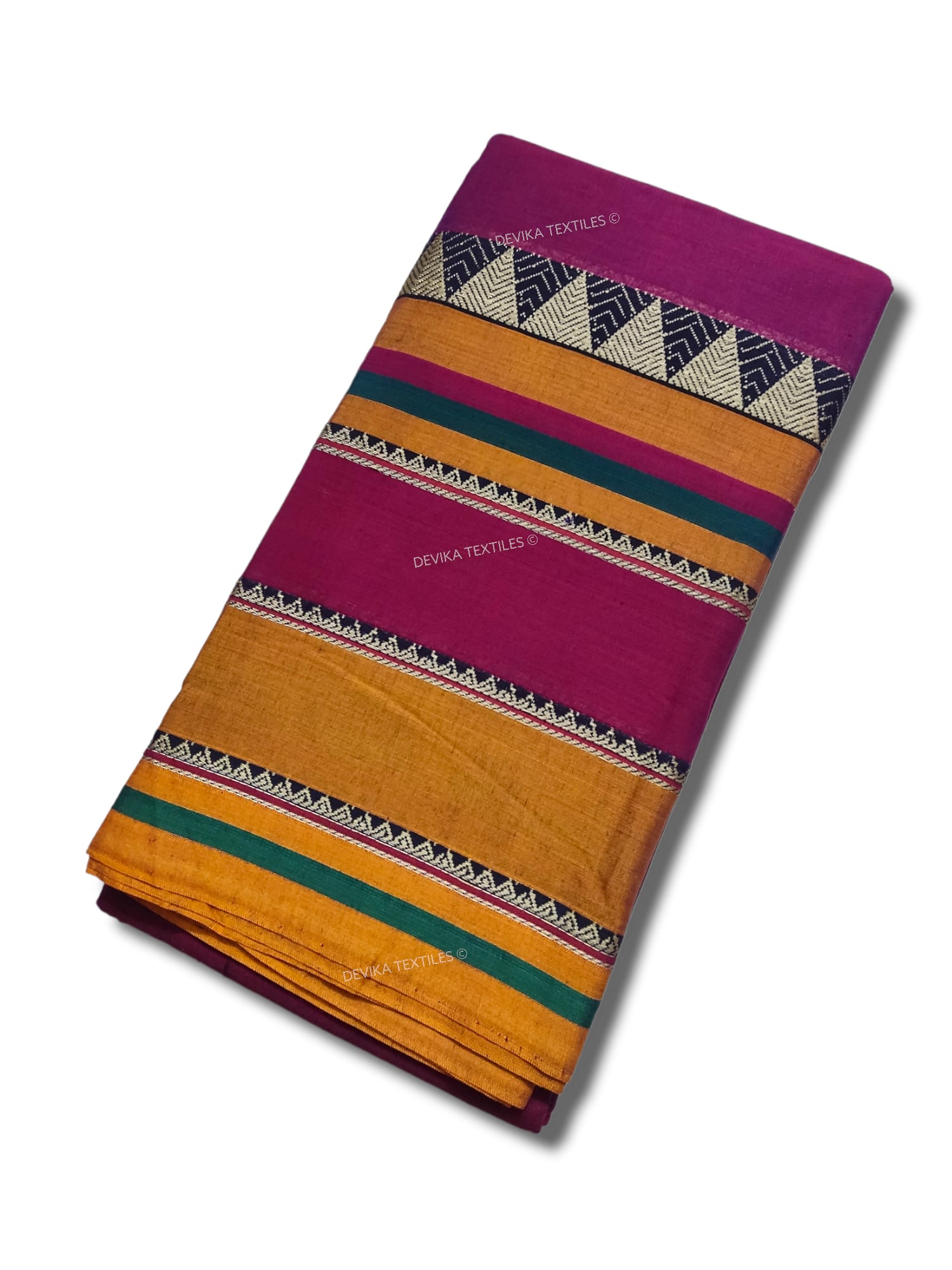 Magenta Rangoli Border Narayanpet Pure Handloom Cotton Saree with Running blouse piece