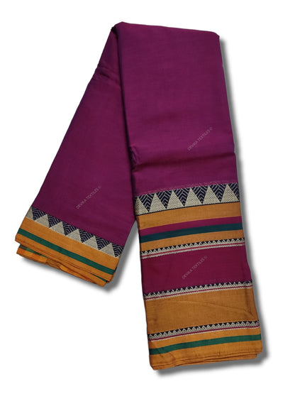 Magenta Rangoli Border Narayanpet Pure Handloom Cotton Saree with Running blouse piece