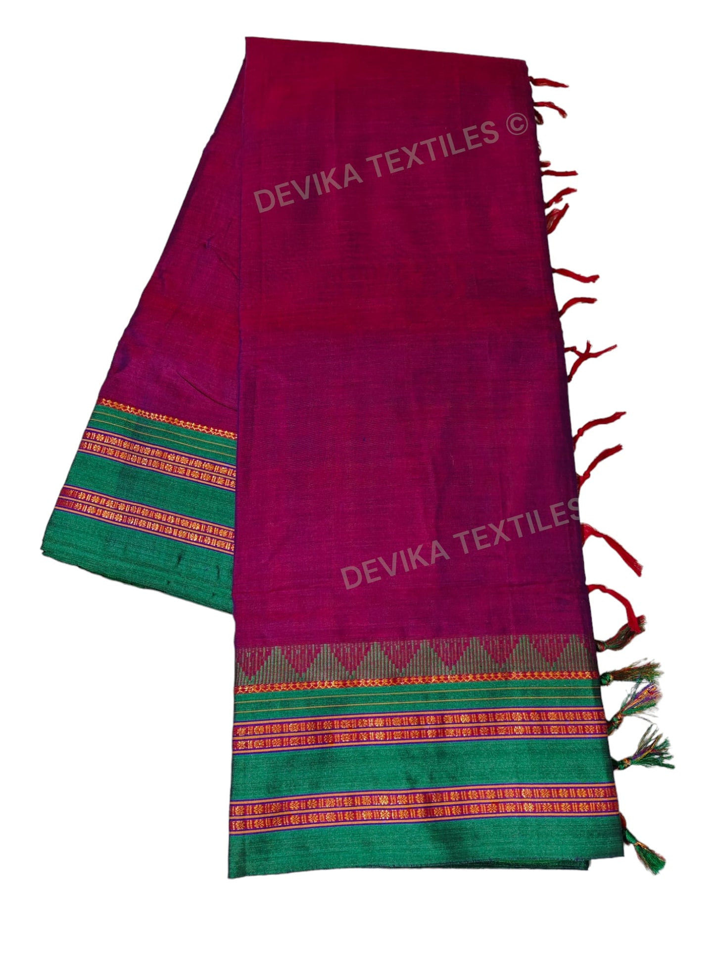 Magenta Sanvi Narayanpeth Pure Handloom Cotton Saree With Running Blouse Piece(Same As saree)