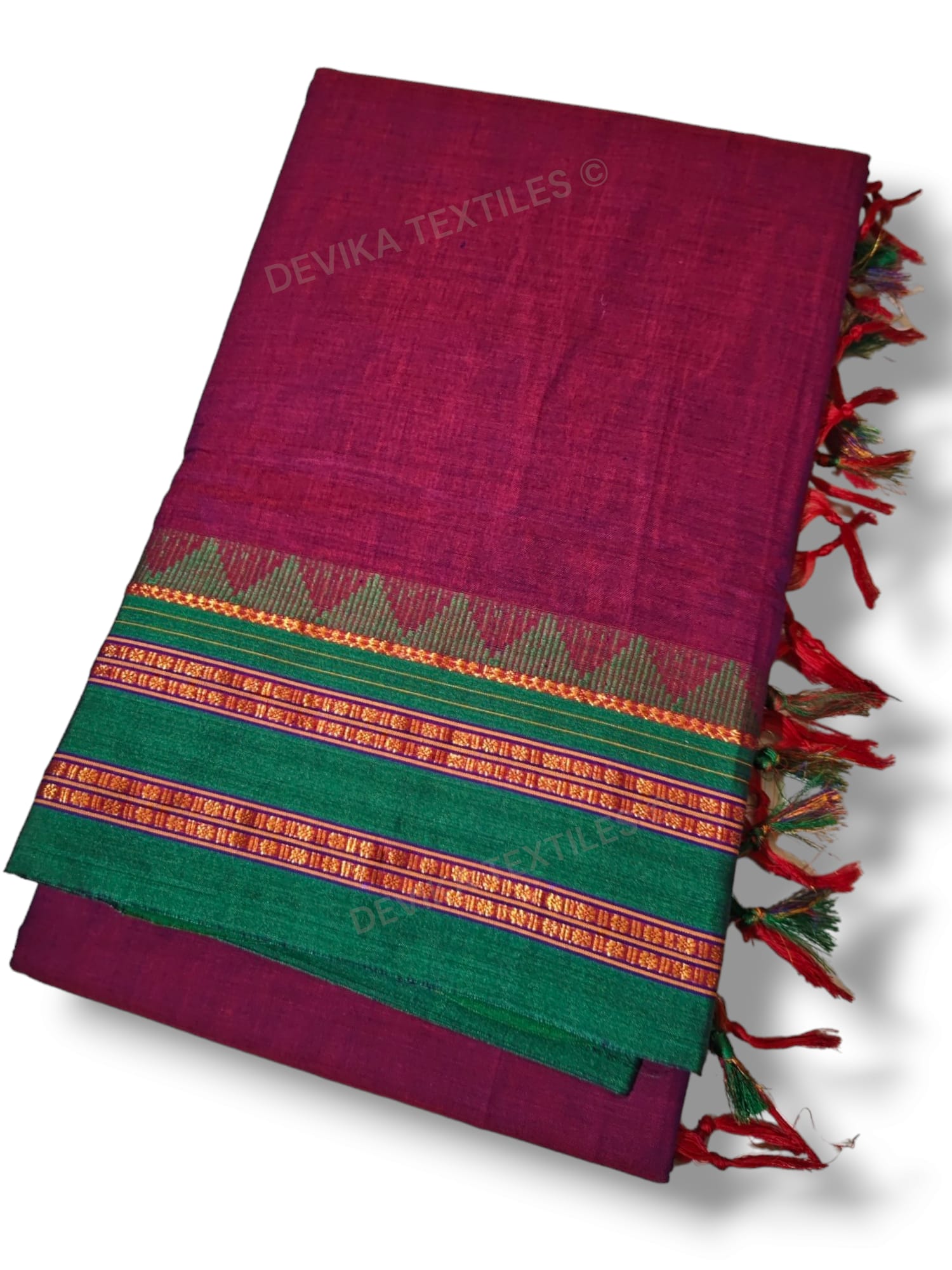 Magenta Sanvi Narayanpeth Pure Handloom Cotton Saree With Running Blouse Piece(Same As saree)