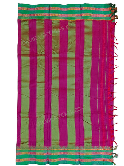 Magenta Sanvi Narayanpeth Pure Handloom Cotton Saree With Running Blouse Piece(Same As saree)