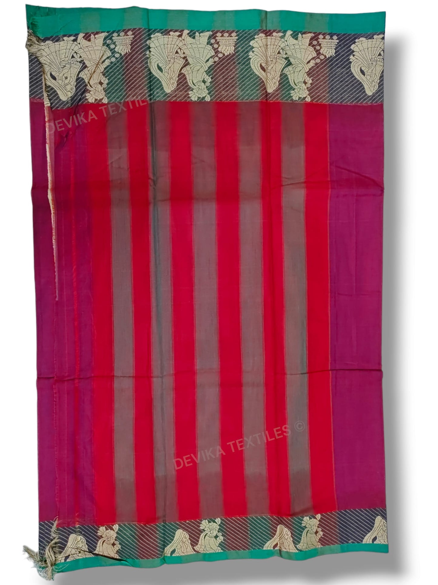 Magenta Sapthapadhi Narayanpeth Pure Handloom Cotton saree with Running blouse piece (Same As Saree)